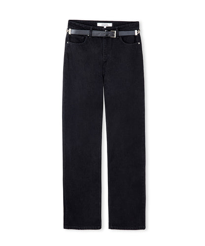 Belted Wide-Leg Jeans