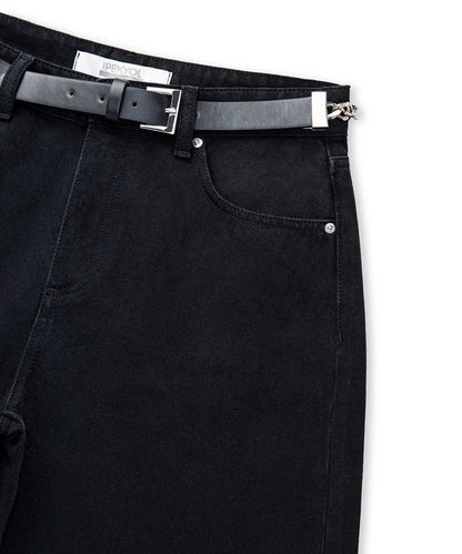 Belted Wide-Leg Jeans