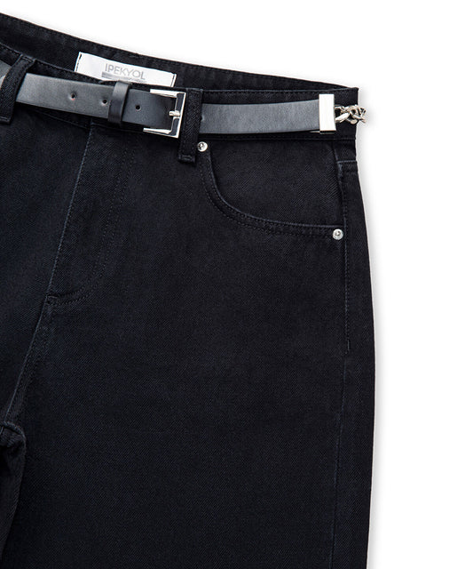 Belted Wide-Leg Jeans