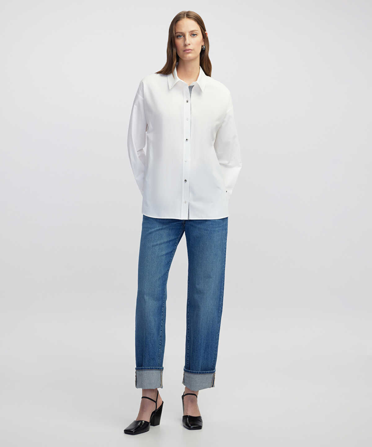 Poplin Shirt with Mixed Buttons