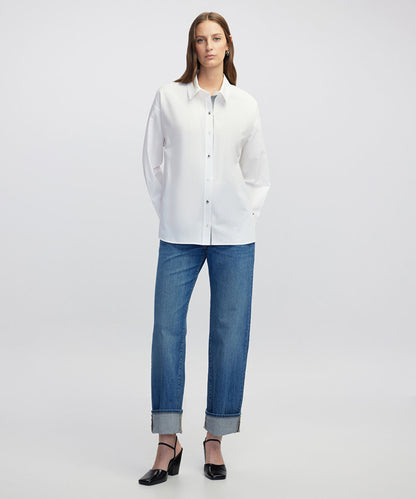 Poplin Shirt with Mixed Buttons