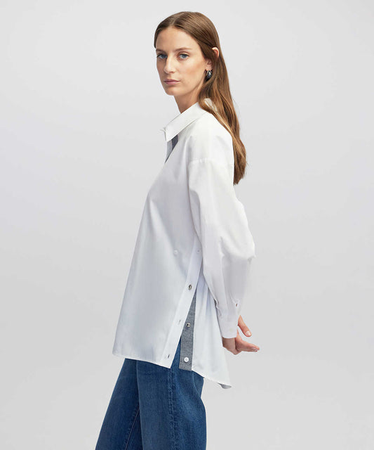 Poplin Shirt with Mixed Buttons