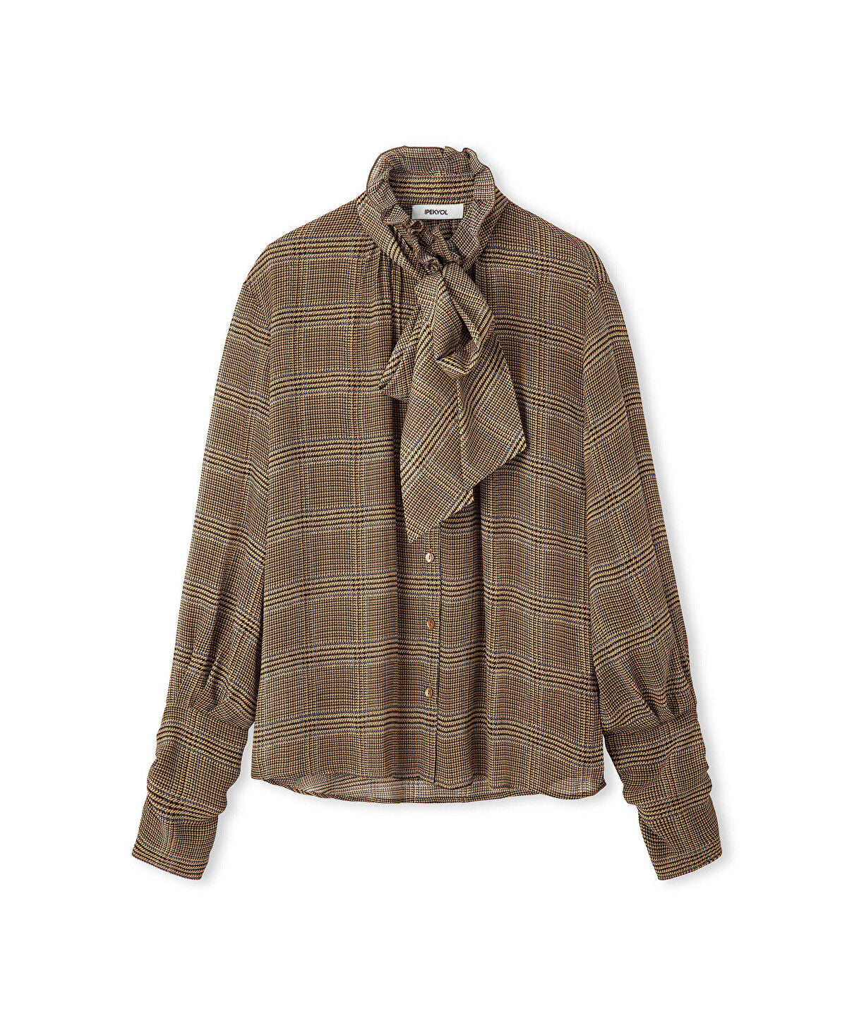 Zoomed Plaid Shirt with Scarf