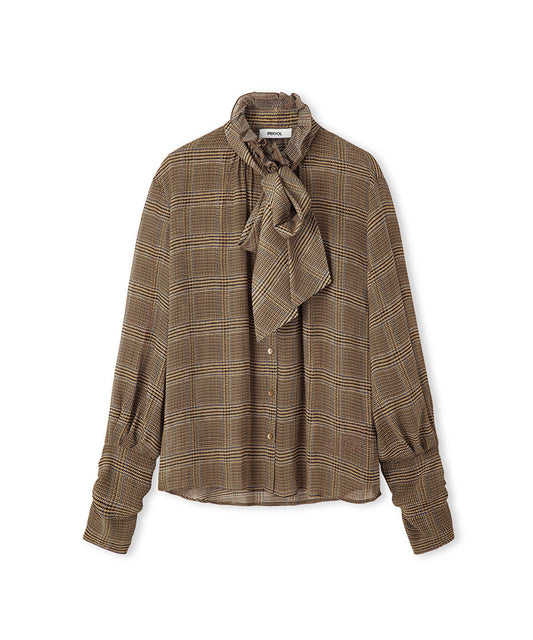 Plaid Shirt with Scarf