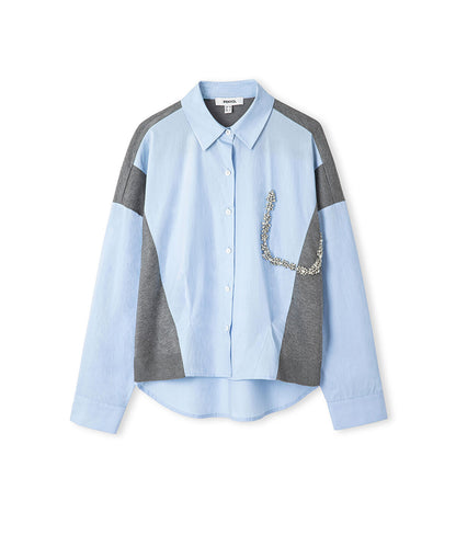 Embellished Mixed Media Shirt
