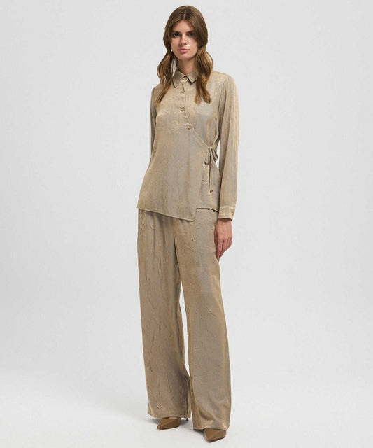 Asymmetric Tie Waist Shirt 