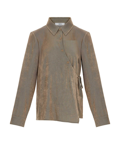 Asymmetric Tie Waist Shirt 