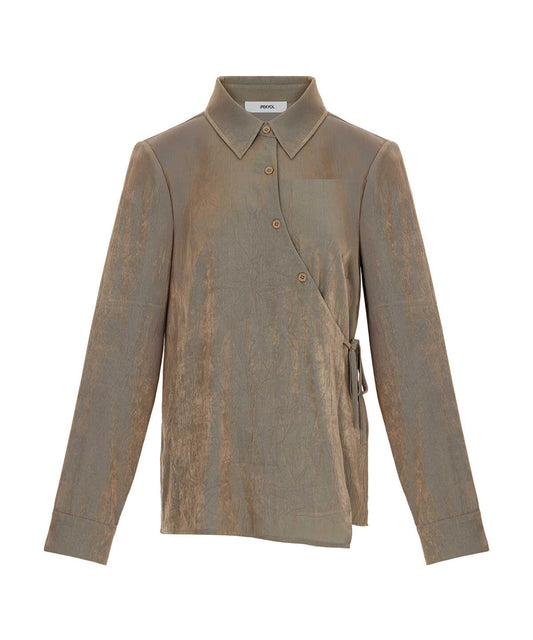 Asymmetric Tie Waist Shirt 