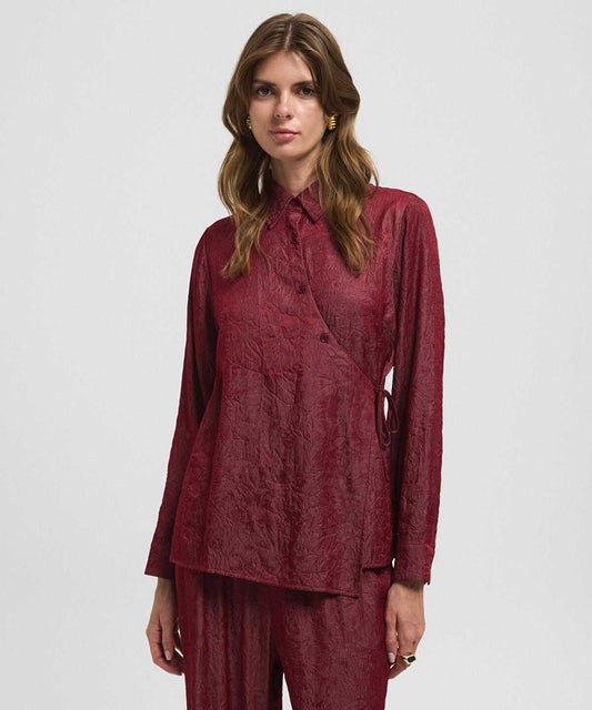 Asymmetric Tie Waist Shirt 