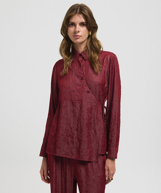 Asymmetric Tie Waist Shirt 