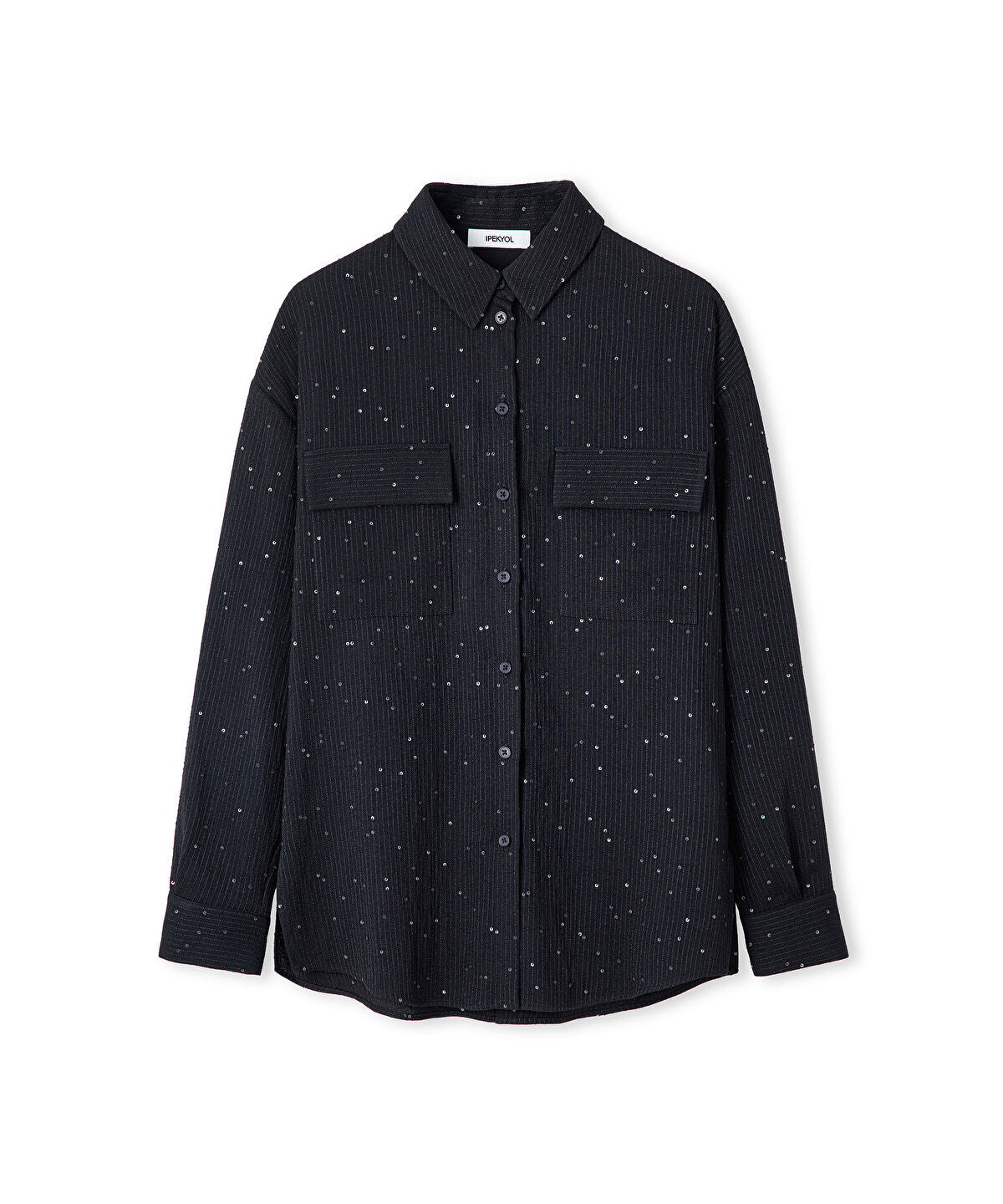 Zoomed Sequin Embellished Striped Shirt