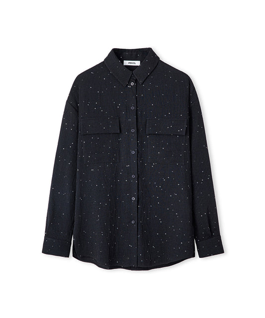 Sequin Embellished Striped Shirt