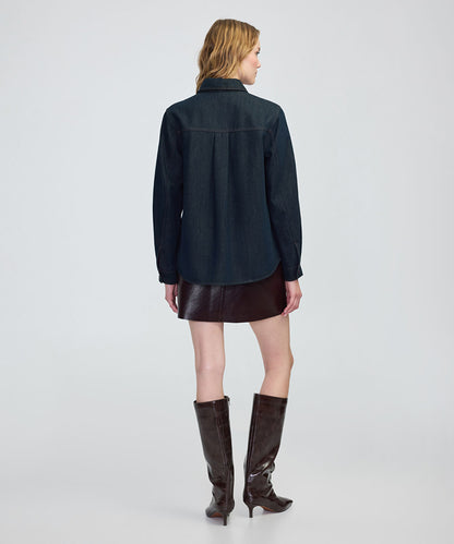 Tie-Neck Denim Shirt