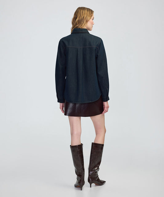 Tie-Neck Denim Shirt