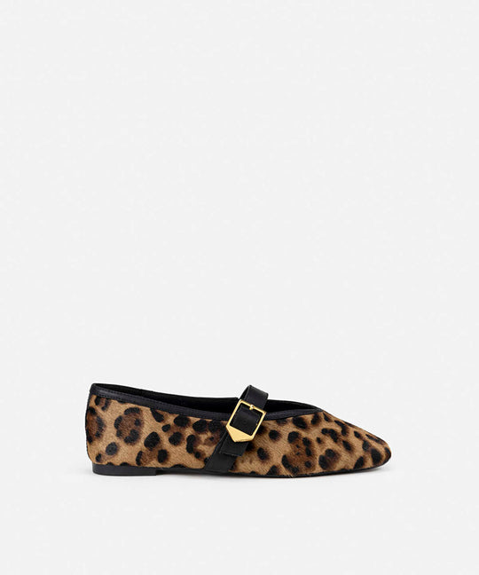 Leopard Print Pony Hair Flats