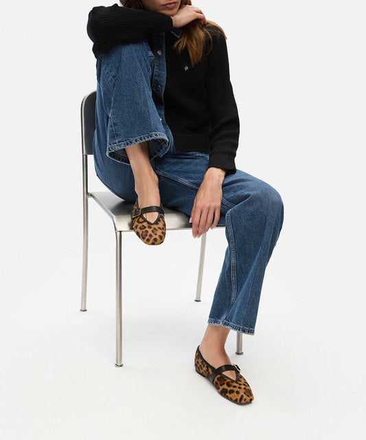 Leopard Print Pony Hair Flats
