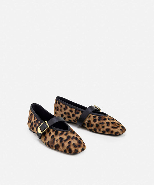 Leopard Print Pony Hair Flats