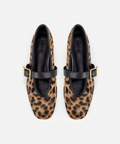 Leopard Print Pony Hair Flats