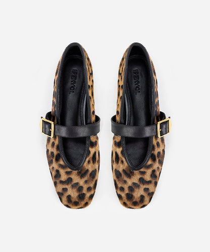 Leopard Print Pony Hair Flats