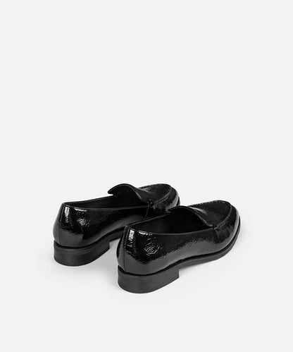 Patent-Effect Textured Loafers