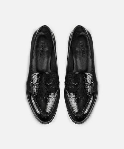 Patent-Effect Textured Loafers