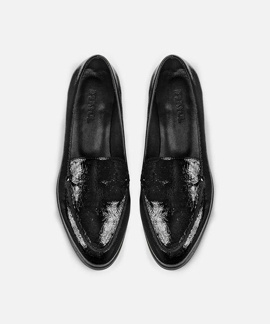 Patent-Effect Textured Loafers