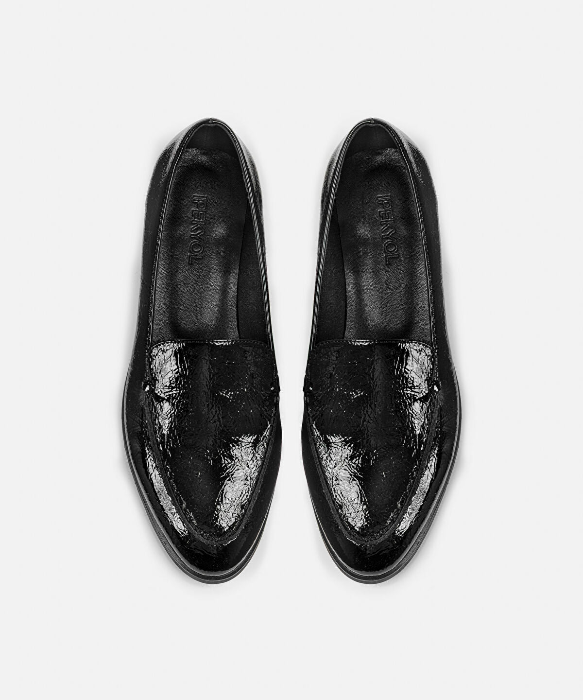 Patent-Effect Textured Loafers