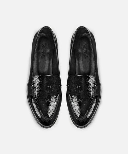 Patent-Effect Textured Loafers