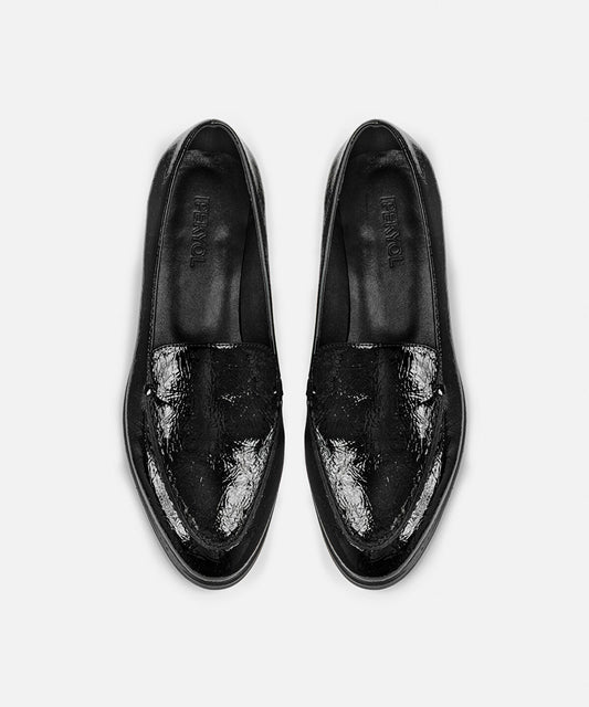Patent-Effect Textured Loafers
