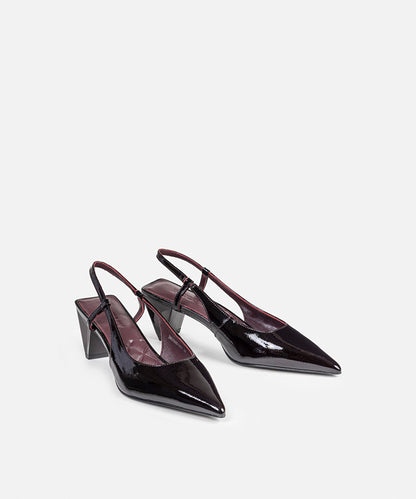 Leather Shoes with Geometric Heels