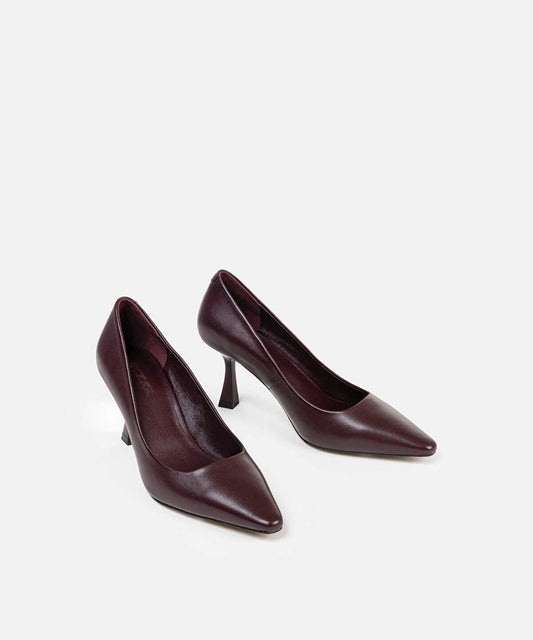 Pointed-Toe Leather Heels
