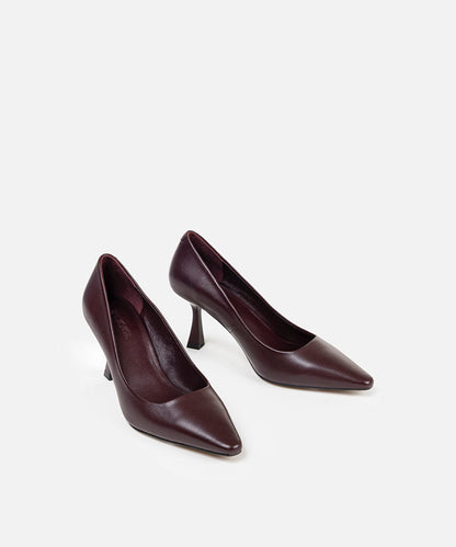 Pointed-Toe Leather Heels