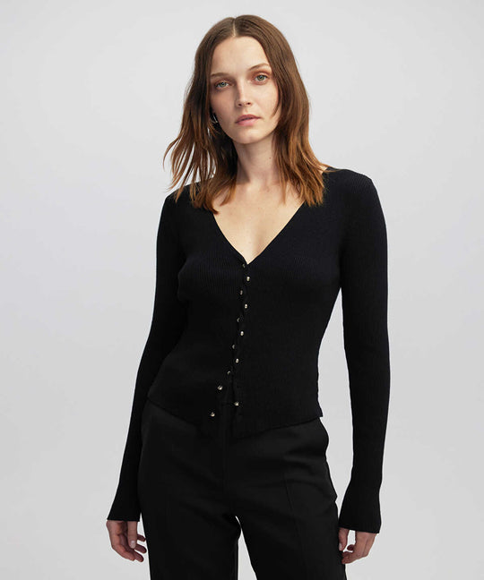 Embellished Ribbed Knit Top