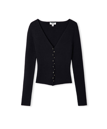 Embellished Ribbed Knit Top