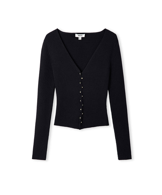Embellished Ribbed Knit Top