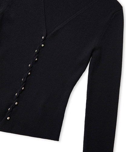 Embellished Ribbed Knit Top