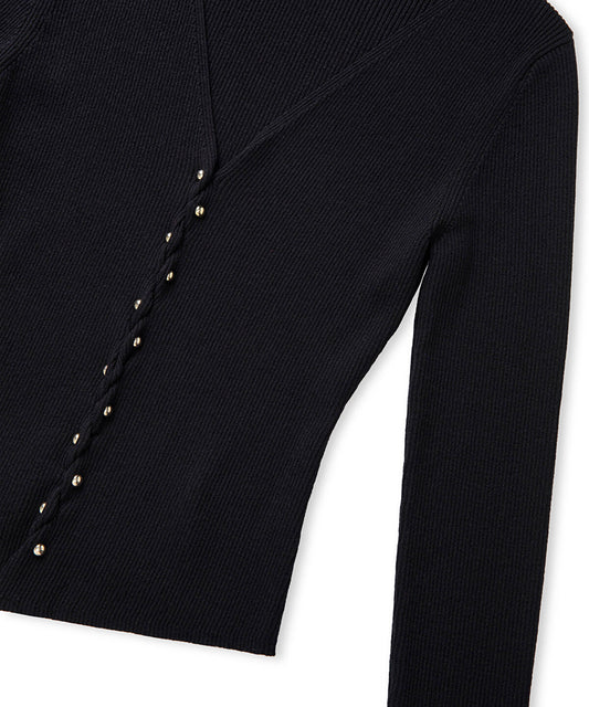 Embellished Ribbed Knit Top