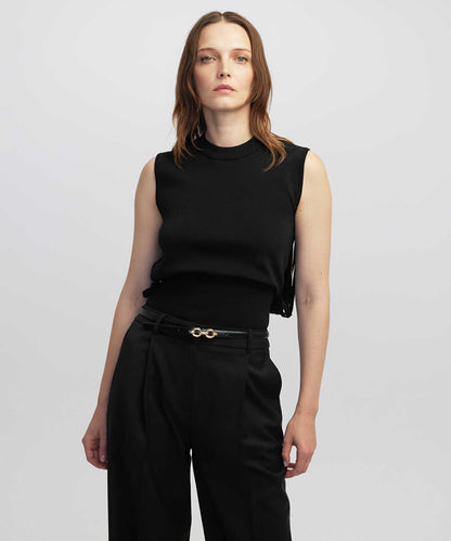 Draped Strip Knit Top