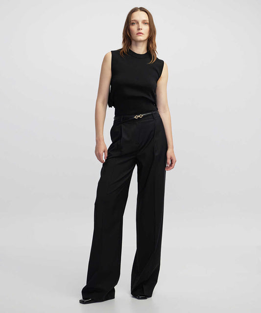Draped Strip Knit Top