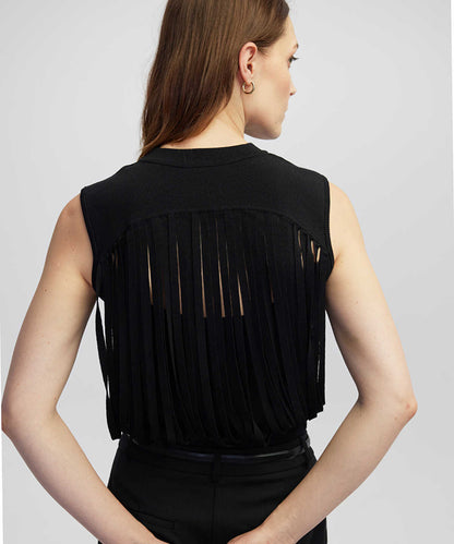 Draped Strip Knit Top