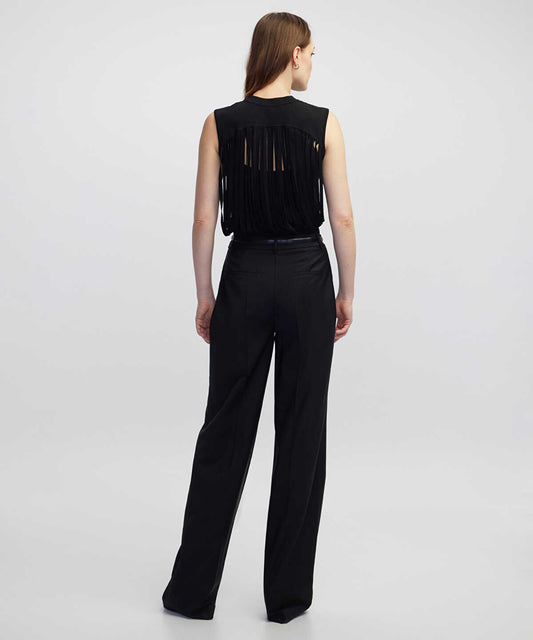 Draped Strip Knit Top
