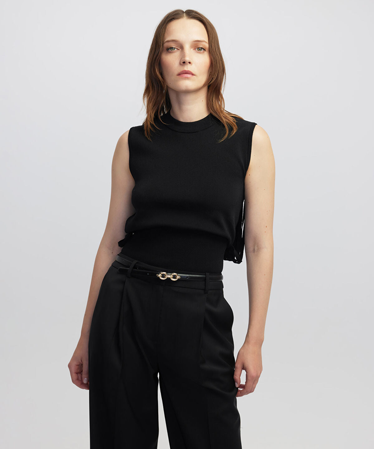 Zoomed Draped Strip Knit Top