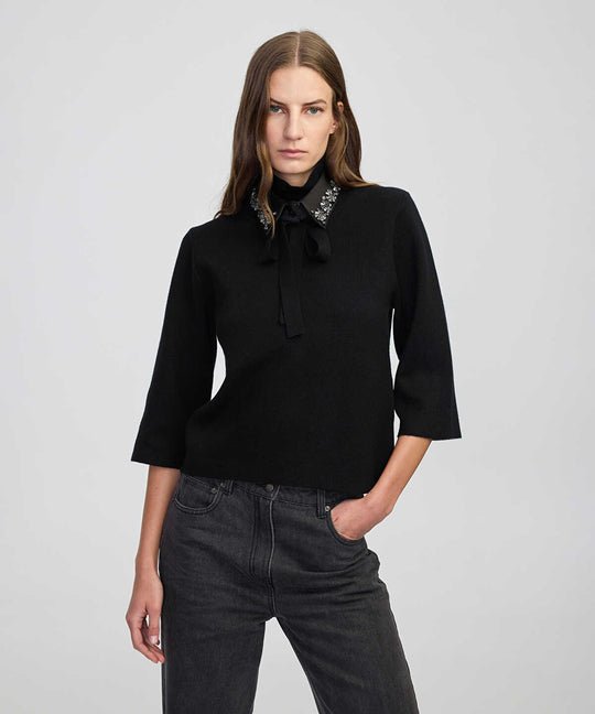 Removable Collar Knit Top