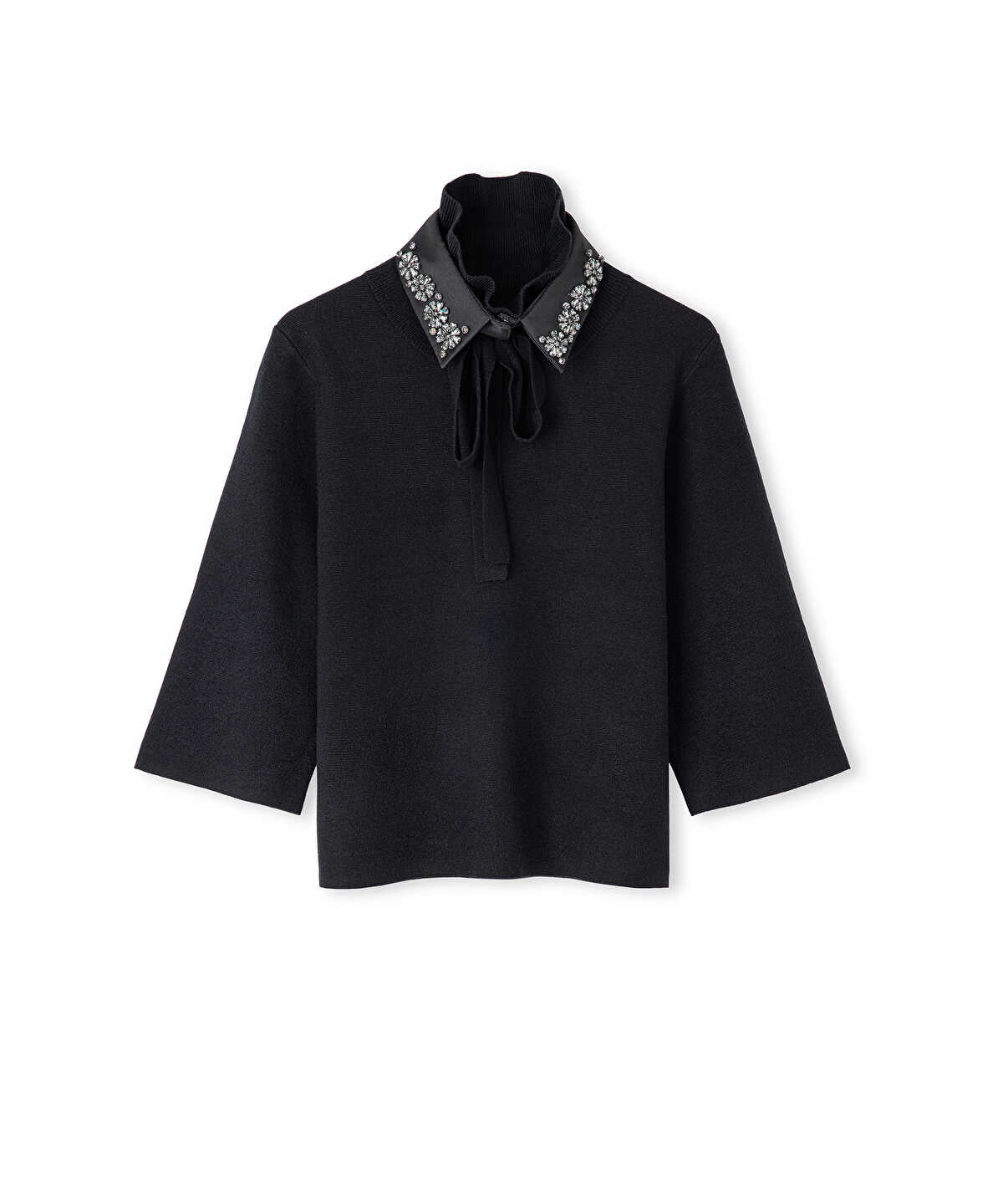 Zoomed Removable Collar Knit Top