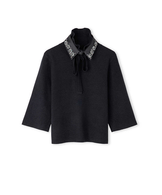 Removable Collar Knit Top