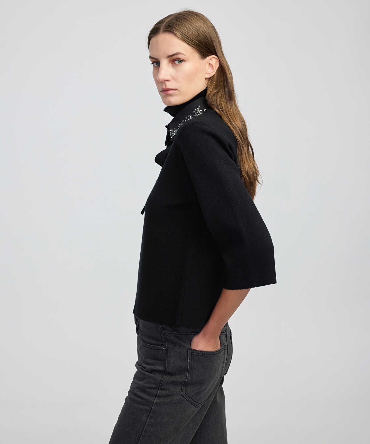 Removable Collar Knit Top
