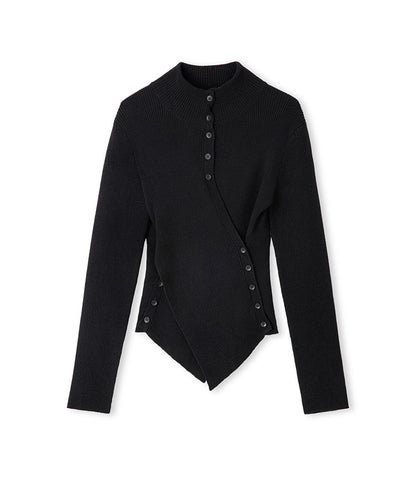 Asymmetric Button Knit Sweater