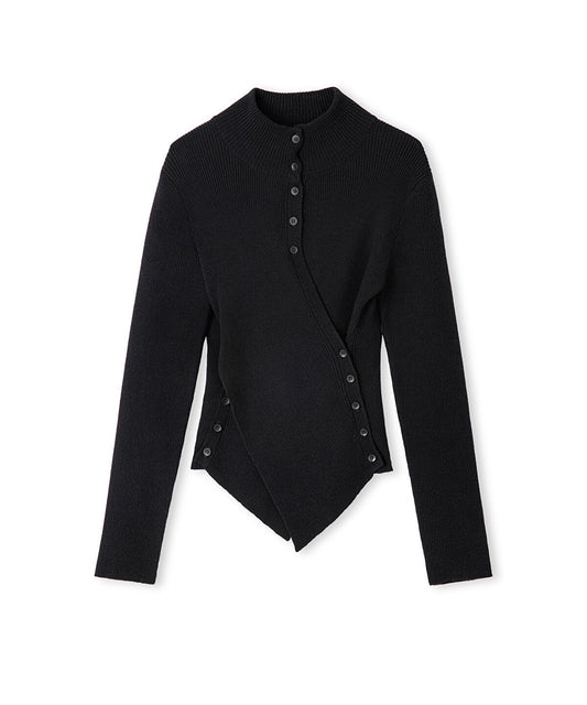 Asymmetric Button Knit Sweater