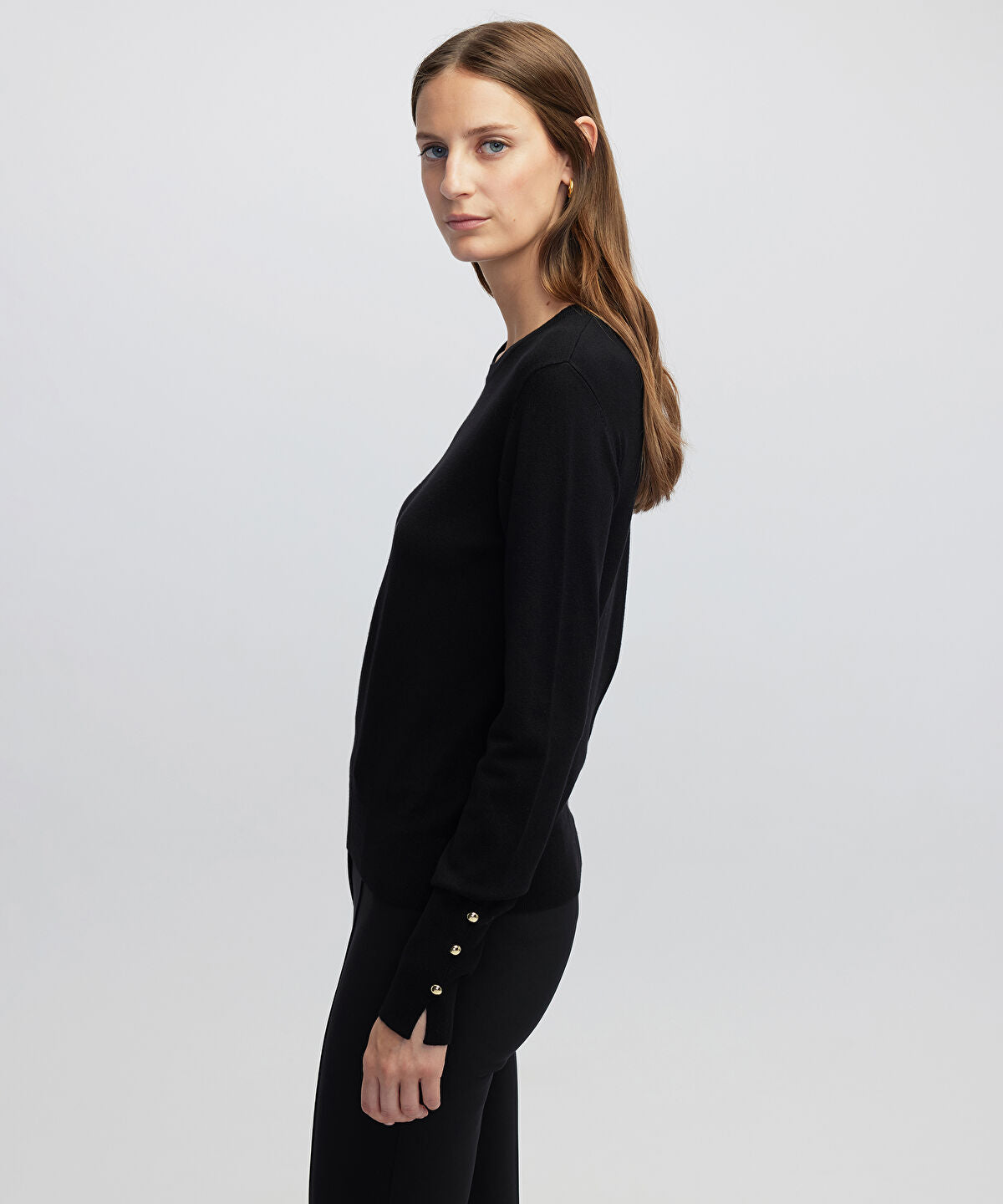Zoomed Contrast Button Knit Sweater
