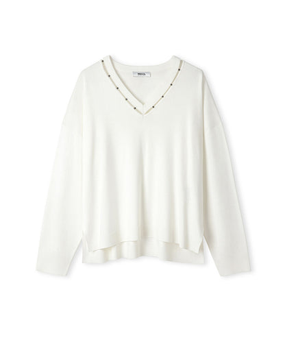 Embellished Cutout Knit Sweater